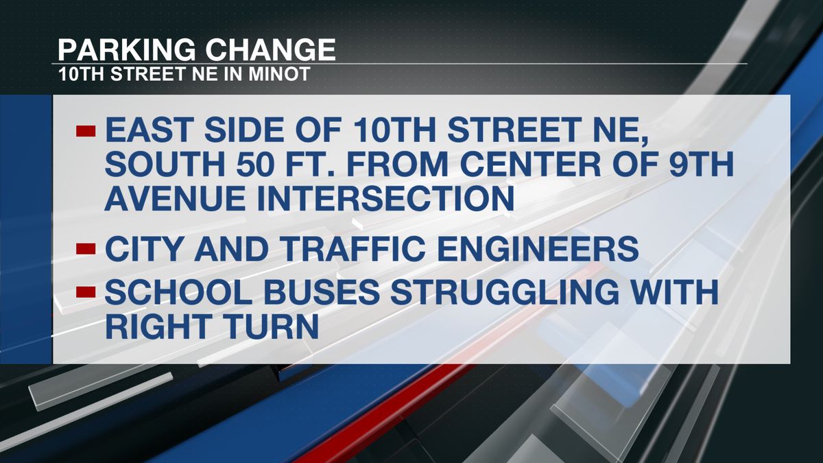 Parking change along 10th Street NE in Minot