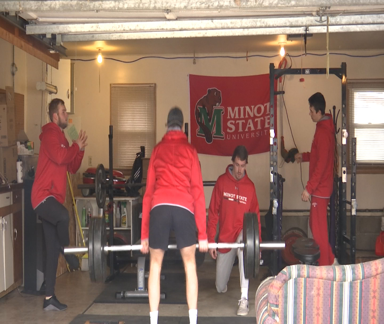 Minot State Football finding new ways to workout