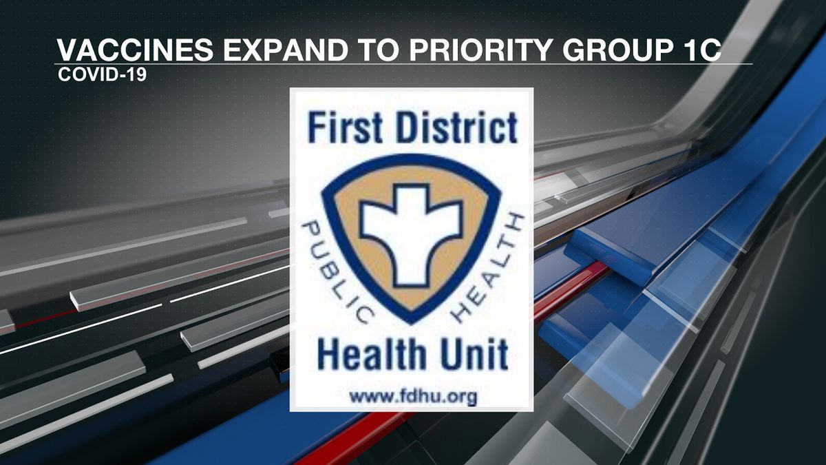 First District Health Unit opens COVID vaccines to Priority Group 1C