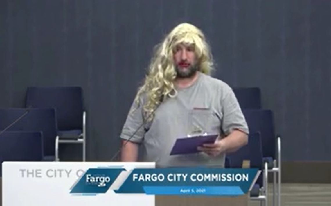 Man Dressed as Woman Goes on Bizarre Rant About Transgender Issues at Fargo City Commission Meeting