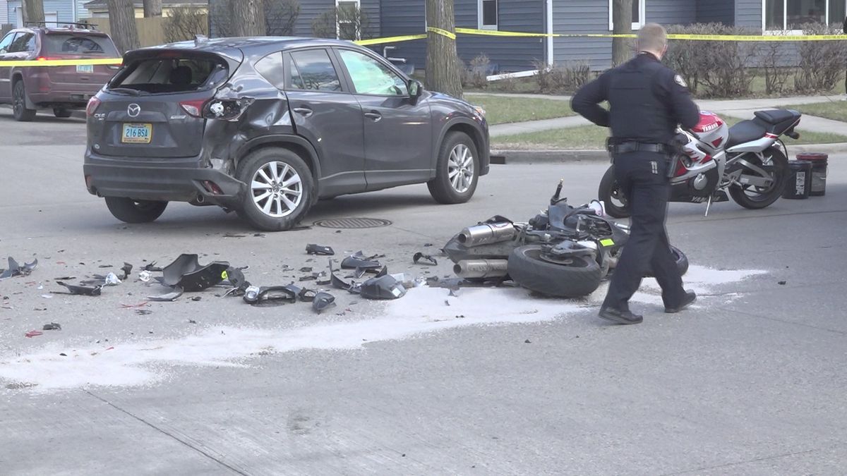 FPD respond to motorcycle vs. car crash in N. Fargo