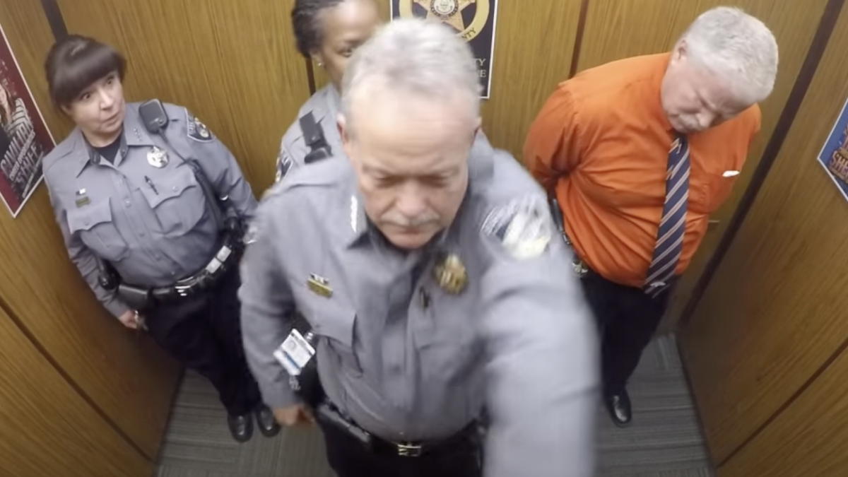 Officers thought they were alone in elevator, had no idea a secret camera is recording everything!