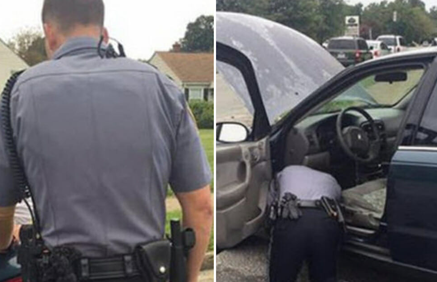 Officer told her to pop trunk over brake light, has no idea the ‘woman was standing behind him and recording his every move’!
