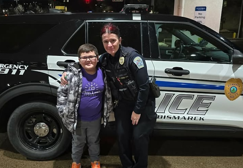 Bismarck Police Department assists local child in delivering gifts to oncology patients