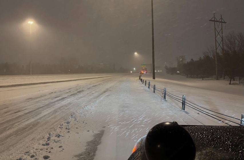 North Dakota Highway Patrol warns of slick roads after snow and strong winds