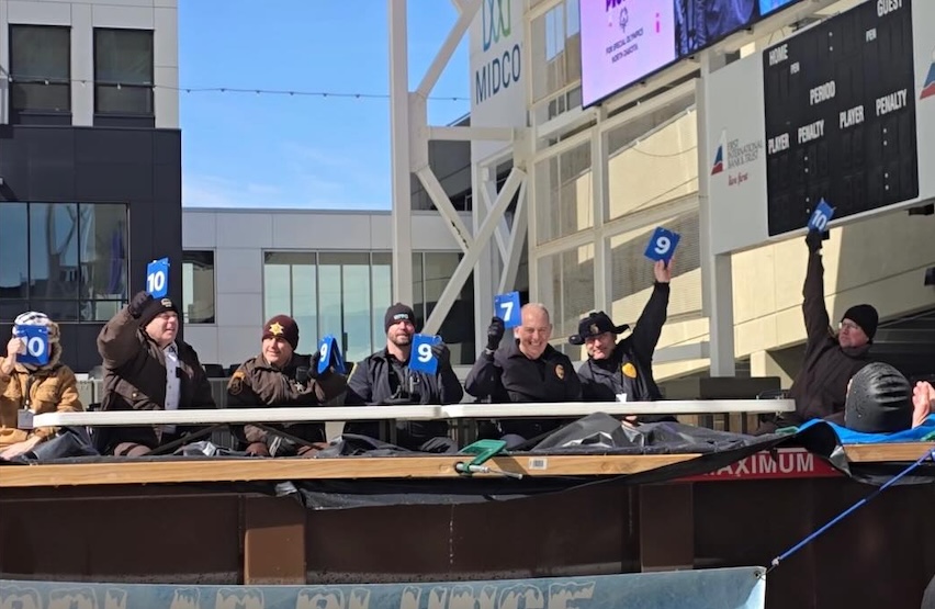 Colonel Haugen serves as judge for Polar Plunge supporting Special Olympics North Dakota