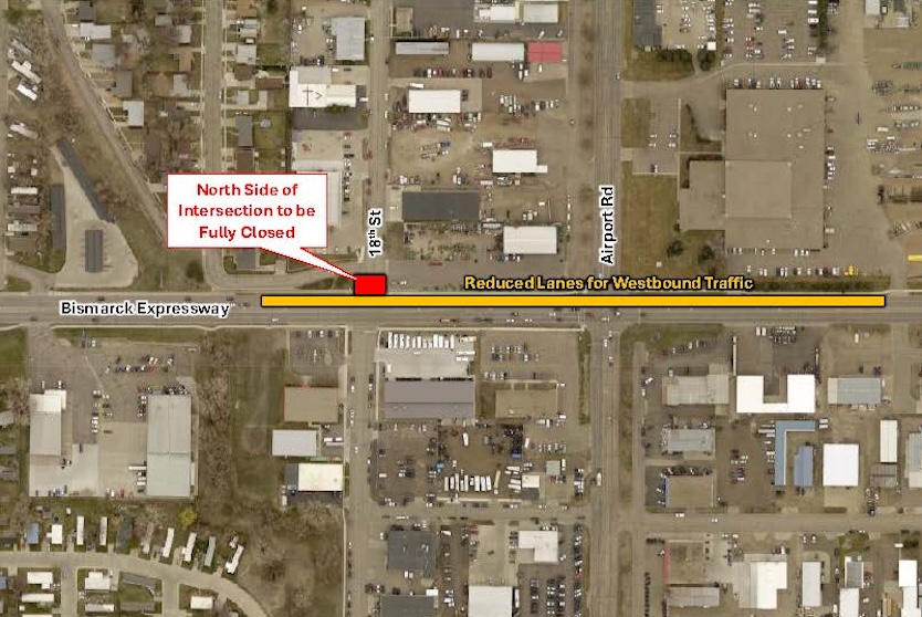 Bismarck announces lane reductions and major intersection closure along Expressway starting May 17