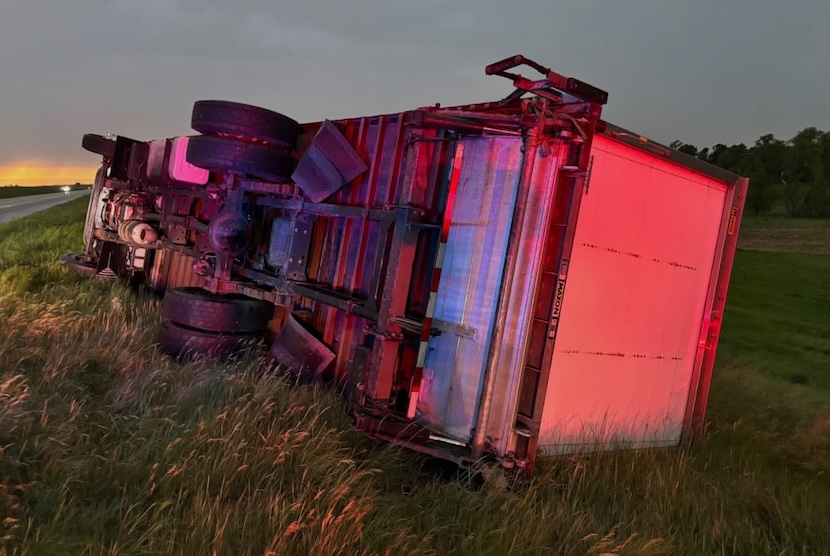NDHP urges drivers to consider delaying travel after box truck overturned on I-94 due to strong winds