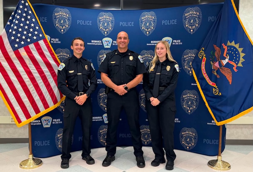 Bismarck Police Department welcomes two new officers after swearing-in ceremony